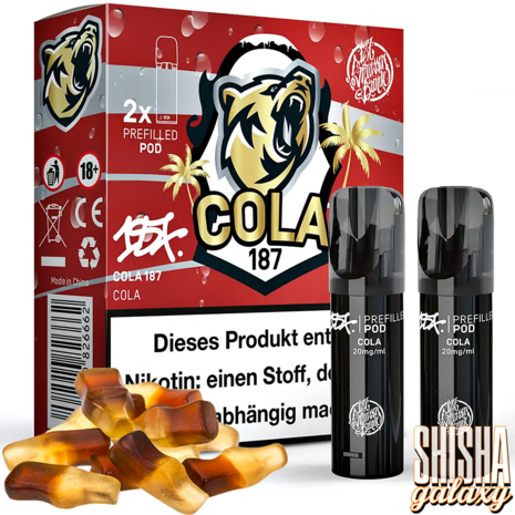 187 Strassenbande 187 Strassenbande - Cola - Liquid Pod - 2 ml / Nikotin 20 mg - 2er Pack (4ml) 187 Strassenbande 187 Strassenbande - Cola - Liquid Pod - 2 ml / Nikotin 20 mg - 2er Pack (4ml)