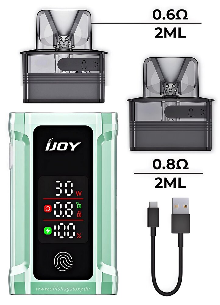 IJoy IJOY Captain 30 - Pod Kit - Akku 1050 mAh - 2ml - Green - E-Zigaretten-Set inkl. 2x Leer-Pods IJoy IJOY Captain 30 - Pod Kit - Akku 1050 mAh - 2ml - Green - E-Zigaretten-Set inkl. 2x Leer-Pods
