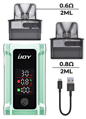 IJoy IJOY Captain 30 - Pod Kit - Akku 1050 mAh - 2ml - Green - E-Zigaretten-Set inkl. 2x Leer-Pods IJoy IJOY Captain 30 - Pod Kit - Akku 1050 mAh - 2ml - Green - E-Zigaretten-Set inkl. 2x Leer-Pods