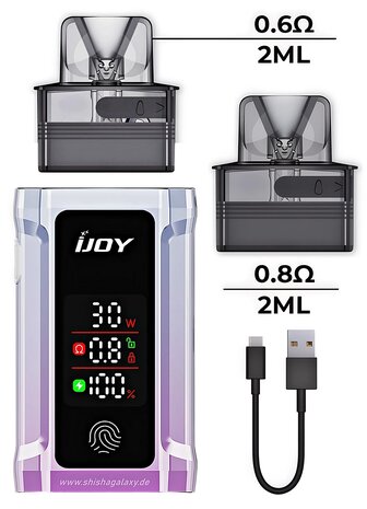 IJoy IJOY Captain 30 - Pod Kit - Akku 1050 mAh - 2ml - Purple - E-Zigaretten-Set inkl. 2x Leer-Pods