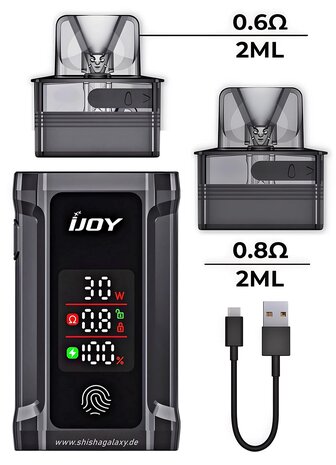IJoy IJOY Captain 30 - Pod Kit - Akku 1050 mAh - 2ml - Black - E-Zigaretten-Set inkl. 2x Leer-Pods IJoy IJOY Captain 30 - Pod Kit - Akku 1050 mAh - 2ml - Black - E-Zigaretten-Set inkl. 2x Leer-Pods