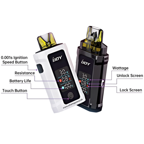 IJoy IJOY Captain 30 - Pod Kit - Akku 1050 mAh - 2ml - White - E-Zigaretten-Set inkl. 2x Leer-Pods