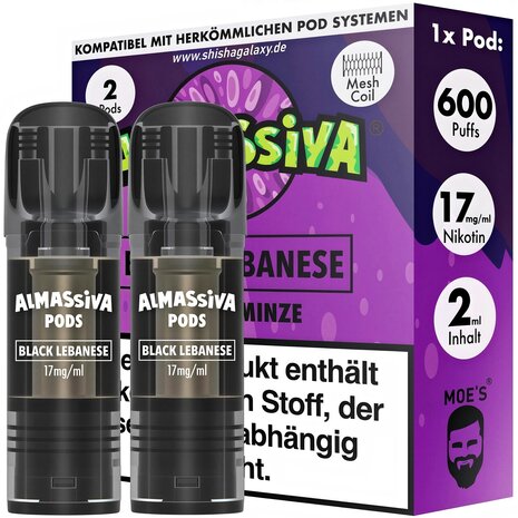 Al Massiva Al Massiva - Black Lebanese - Liquid Pod - 2 ml - Nikotin 17 mg - 2er Pack (4ml) Al Massiva Al Massiva - Black Lebanese - Liquid Pod - 2 ml - Nikotin 17 mg - 2er Pack (4ml)