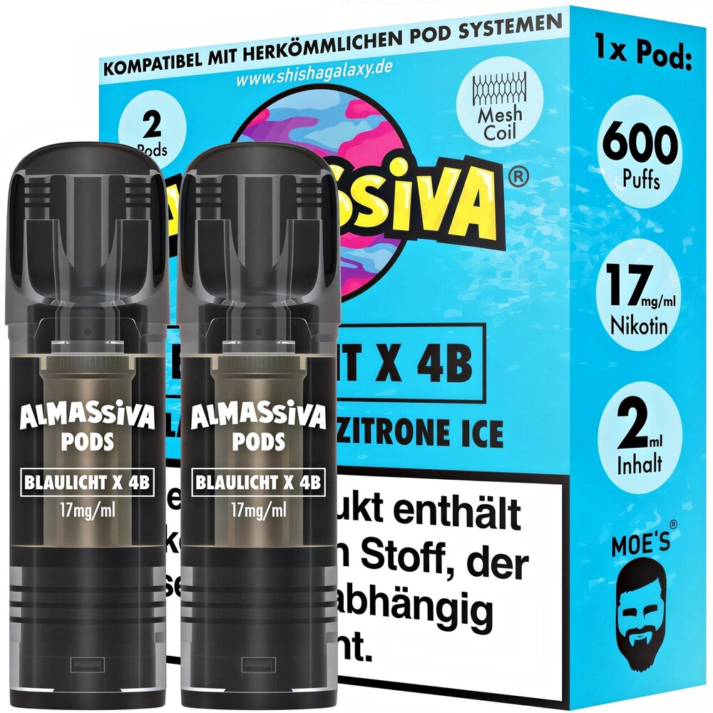 Al Massiva Al Massiva - Blaulicht X 4B - Liquid Pod - 2 ml - Nikotin 17 mg - 2er Pack (4ml) Al Massiva Al Massiva - Blaulicht X 4B - Liquid Pod - 2 ml - Nikotin 17 mg - 2er Pack (4ml)
