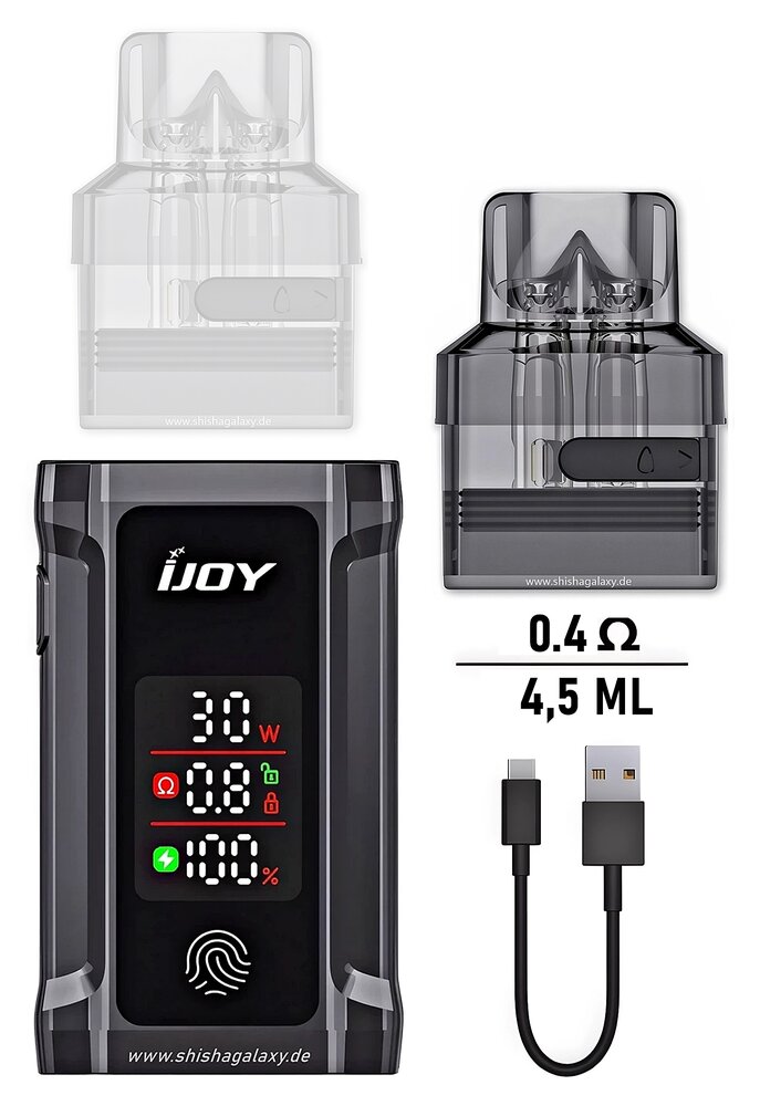 IJoy IJOY Captain 30 - Pod Kit - Akku 1050 mAh - 4,5 ml - Black - E-Zigaretten-Set inkl. 2x Leer-Pods IJoy IJOY Captain 30 - Pod Kit - Akku 1050 mAh - 4,5 ml - Black - E-Zigaretten-Set inkl. 2x Leer-Pods