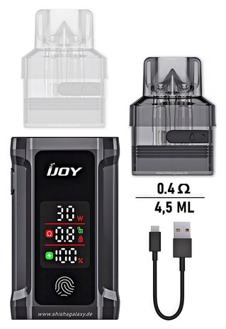 IJoy IJOY Captain 30 - Pod Kit - Akku 1050 mAh - 4,5 ml - Black - E-Zigaretten-Set inkl. 2x Leer-Pods IJoy IJOY Captain 30 - Pod Kit - Akku 1050 mAh - 4,5 ml - Black - E-Zigaretten-Set inkl. 2x Leer-Pods