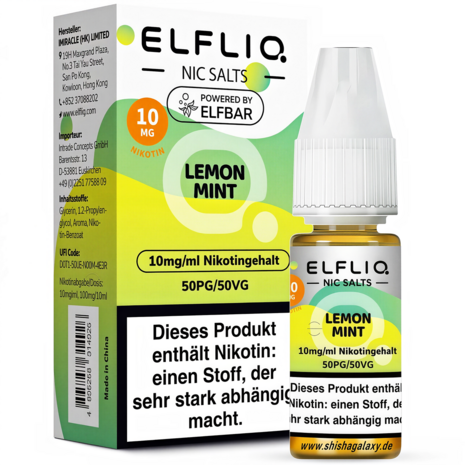 Elfliq ELFLIQ / Elfbar - Lemon Mint - E-Liquid - Nikotin 10 mg/ml