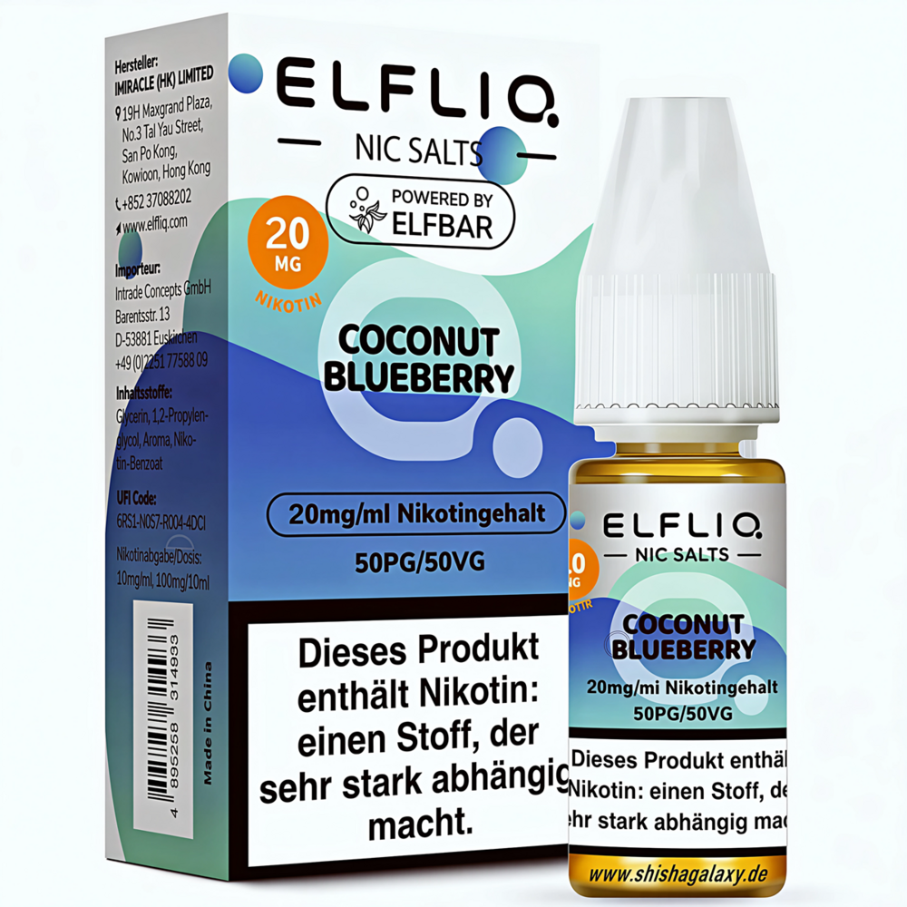 Elfliq ELFLIQ / Elfbar - Coconut Blueberry - E-Liquid - Nikotin 20 mg/ml Elfliq ELFLIQ / Elfbar - Coconut Blueberry - E-Liquid - Nikotin 20 mg/ml