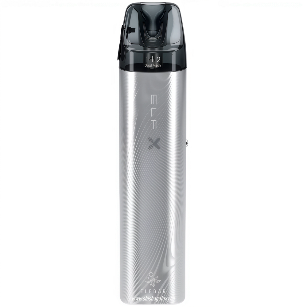 Elfbar Elfbar ELFX - Pod Kit - Akku 1000 mAh - Silver - E-Zigarette + 2x Leer-Pods (0,6 & 0,8 Ohm) Elfbar Elfbar ELFX - Pod Kit - Akku 1000 mAh - Silver - E-Zigarette + 2x Leer-Pods (0,6 & 0,8 Ohm)