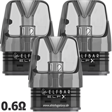 Elfbar Elfbar ELFX - Leer-Pods - 0,6 Ohm - 3er Pack Elfbar Elfbar ELFX - Leer-Pods - 0,6 Ohm - 3er Pack