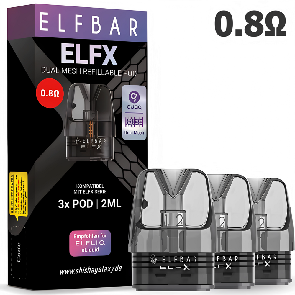 Elfbar Elfbar ELFX - Leer-Pods - 0,8 Ohm - 3er Pack Elfbar Elfbar ELFX - Leer-Pods - 0,8 Ohm - 3er Pack