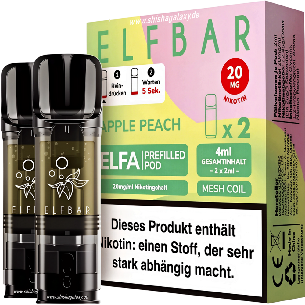 Elfbar Elfbar - ELFA - Apple Peach - Liquid Pod - 2 ml - Nikotin 20 mg - 2er Pack (4ml)
