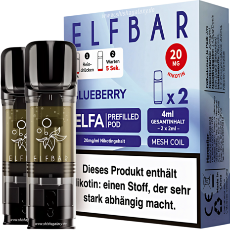 Elfbar Elfbar - ELFA - Blueberry - Liquid Pod - 2 ml - Nikotin 20 mg - 2er Pack (4ml) Elfbar Elfbar - ELFA - Blueberry - Liquid Pod - 2 ml - Nikotin 20 mg - 2er Pack (4ml)