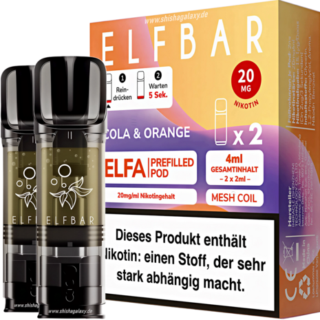 elfbar pods cola orange Elfbar ELFA Pods Cola und Orange 20mg Nikotin ➔ 2er Pack