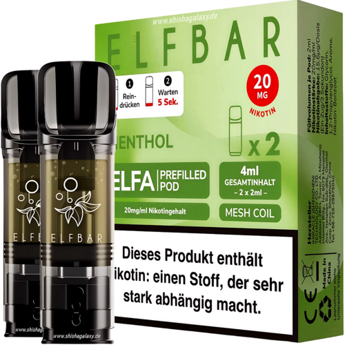 Elf Bar ELFA - Menthol - Liquid Pod - Nikotin 20 mg - 2er Pack Elf Bar ELFA - Menthol - Liquid Pod - Nikotin 20 mg - 2er Pack