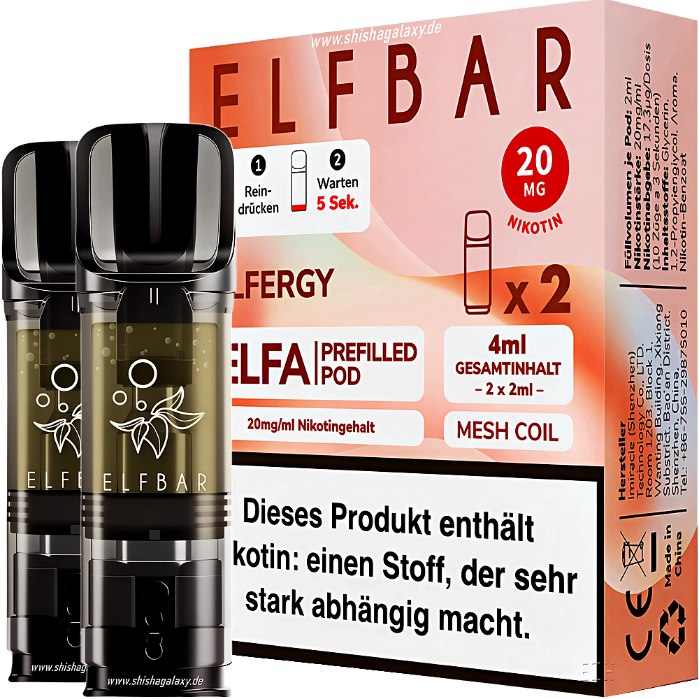 Elfbar Elfbar - ELFA - Elfergy - Liquid Pod - 2 ml - Nikotin 20 mg - 2er Pack (4ml) Elfbar Elfbar - ELFA - Elfergy - Liquid Pod - 2 ml - Nikotin 20 mg - 2er Pack (4ml)