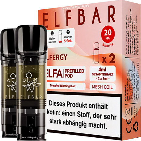Elfbar Elfbar - ELFA - Elfergy - Liquid Pod - 2 ml - Nikotin 20 mg - 2er Pack (4ml) Elfbar Elfbar - ELFA - Elfergy - Liquid Pod - 2 ml - Nikotin 20 mg - 2er Pack (4ml)