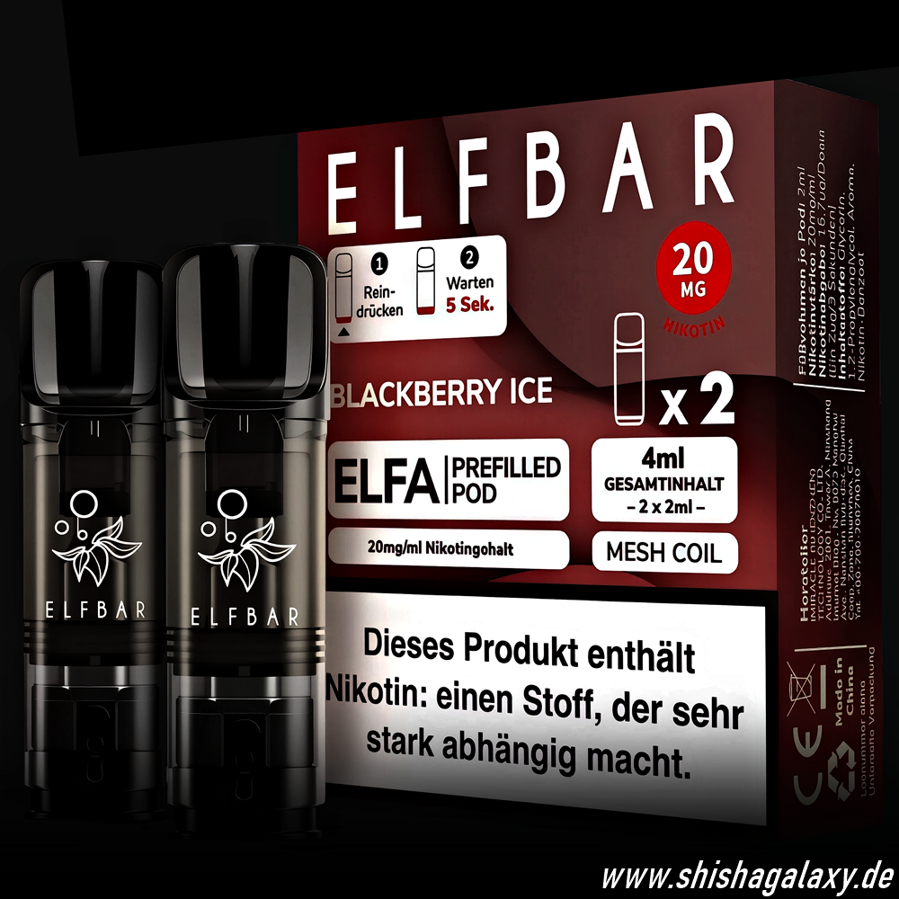 Elfbar Elfbar - ELFA - Blackberry Ice - Liquid Pod - 2 ml - Nikotin 20 mg - 2er Pack (4ml)