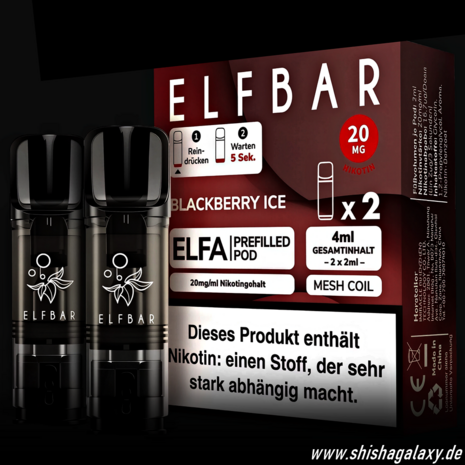 Elfbar ELFA Pods Blackberry Ice 20mg Nikotin  2er Pack - Shisha Galaxy