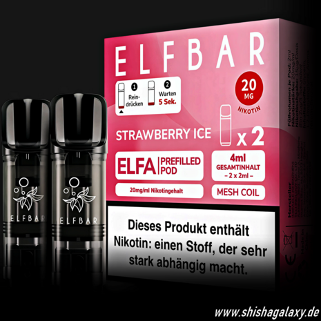 Elfbar Elfbar - ELFA - Strawberry Ice - Liquid Pod - 2 ml - Nikotin 20 mg - 2er Pack (4ml) Elfbar Elfbar - ELFA - Strawberry Ice - Liquid Pod - 2 ml - Nikotin 20 mg - 2er Pack (4ml)