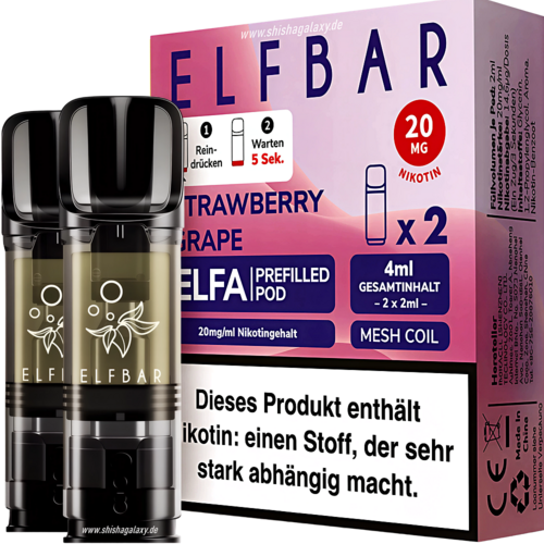 Elfbar ELFA - Strawberry Grape - Liquid Pod - Nikotin 20 mg - 2er Pack Elfbar ELFA - Strawberry Grape - Liquid Pod - Nikotin 20 mg - 2er Pack