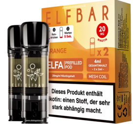 Elfbar ELFA - Orange - Liquid Pod - Nikotin 20 mg - 2er Pack Elfbar ELFA - Orange - Liquid Pod - Nikotin 20 mg - 2er Pack