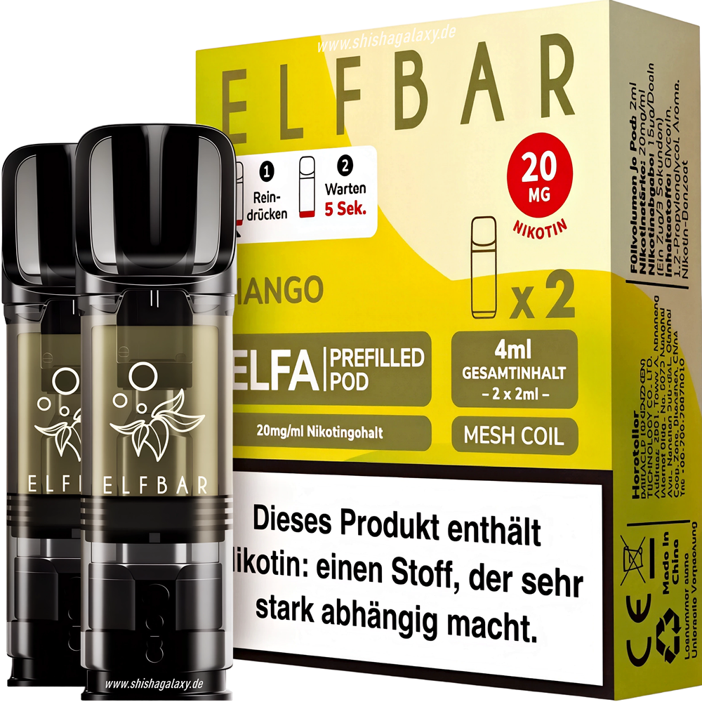 Elfbar Elfbar - ELFA - Mango - Liquid Pod - 2 ml - Nikotin 20 mg - 2er Pack (4ml)