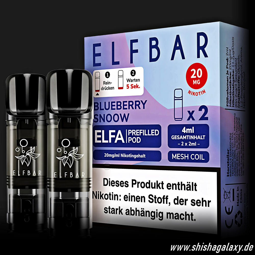 Elfbar Elfbar - ELFA - Blueberry Snoow - Liquid Pod - 2 ml - Nikotin 20 mg - 2er Pack (4ml)