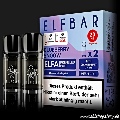 Elfbar Elfbar - ELFA - Blueberry Snoow - Liquid Pod - 2 ml - Nikotin 20 mg - 2er Pack (4ml)