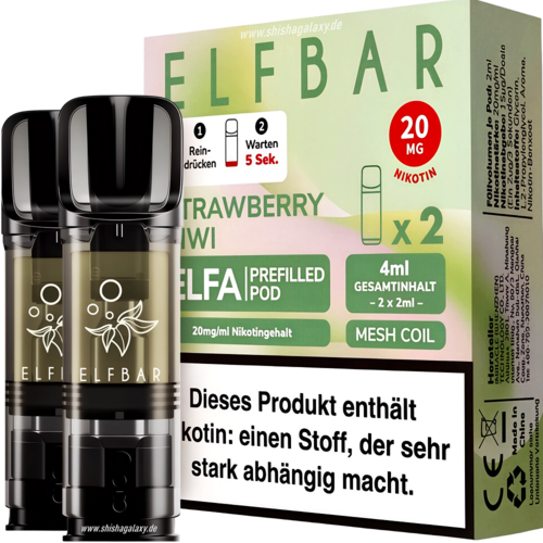 Elfbar ELFA - Strawberry Kiwi - Liquid Pod - Nikotin 20 mg - 2er Pack Elfbar ELFA - Strawberry Kiwi - Liquid Pod - Nikotin 20 mg - 2er Pack