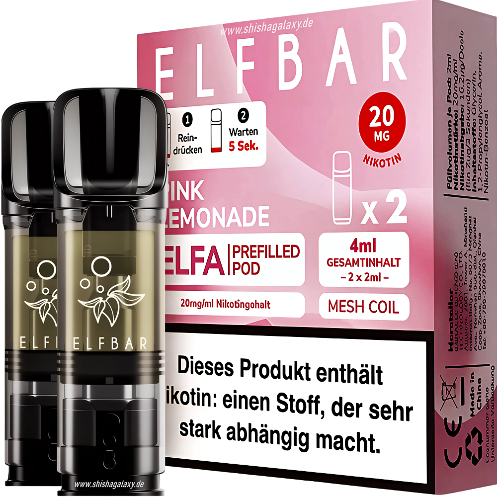 Elfbar Elfbar - ELFA - Pink Lemonade - Liquid Pod - 2 ml - Nikotin 20 mg - 2er Pack (4ml)