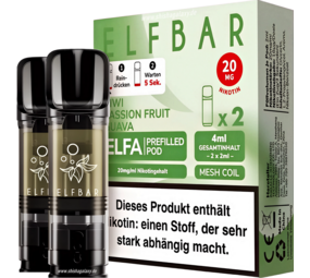 Elfbar ELFA - Kiwi Passion Fruit Guava - Liquid Pod - Nikotin 20 mg - 2er Pack Elfbar ELFA - Kiwi Passion Fruit Guava - Liquid Pod - Nikotin 20 mg - 2er Pack