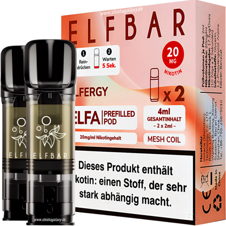 Elfbar Elfbar - ELFA - Elfergy - Liquid Pod - 2 ml - Nikotin 20 mg - 2er Pack (4ml) Elfbar Elfbar - ELFA - Elfergy - Liquid Pod - 2 ml - Nikotin 20 mg - 2er Pack (4ml)