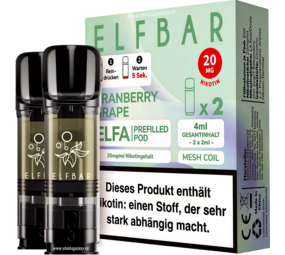 Elfbar ELFA - Cranberry Grape - Liquid Pod - Nikotin 20 mg - 2er Pack Elfbar ELFA - Cranberry Grape - Liquid Pod - Nikotin 20 mg - 2er Pack