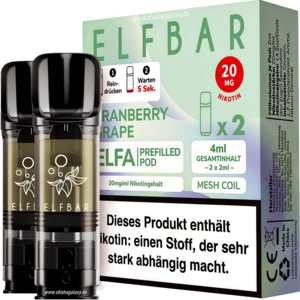 Elfbar ELFA - Cranberry Grape - Liquid Pod - Nikotin 20 mg - 2er Pack Elfbar ELFA - Cranberry Grape - Liquid Pod - Nikotin 20 mg - 2er Pack