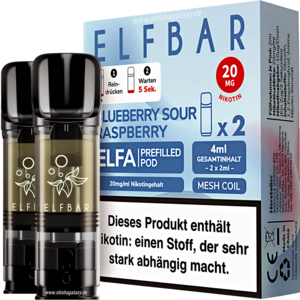 Elfbar ELFA - Blueberry Sour Raspberry - Liquid Pod - Nikotin 20 mg - 2er Pack Elfbar ELFA - Blueberry Sour Raspberry - Liquid Pod - Nikotin 20 mg - 2er Pack