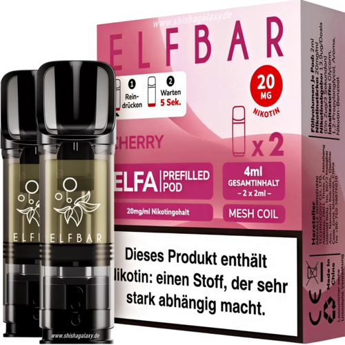 Elfbar ELFA - Cherry - Liquid Pod - Nikotin 20 mg - 2er Pack Elfbar ELFA - Cherry - Liquid Pod - Nikotin 20 mg - 2er Pack