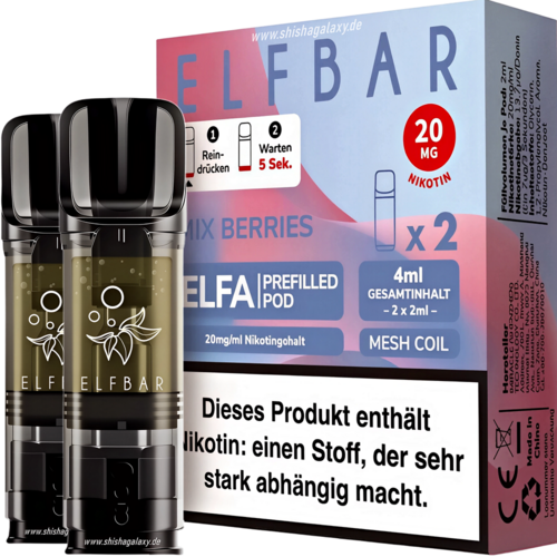 Elfbar Elfbar - ELFA - Mix Berries - Liquid Pod - 2 ml - Nikotin 20 mg - 2er Pack (4ml) Elfbar Elfbar - ELFA - Mix Berries - Liquid Pod - 2 ml - Nikotin 20 mg - 2er Pack (4ml)