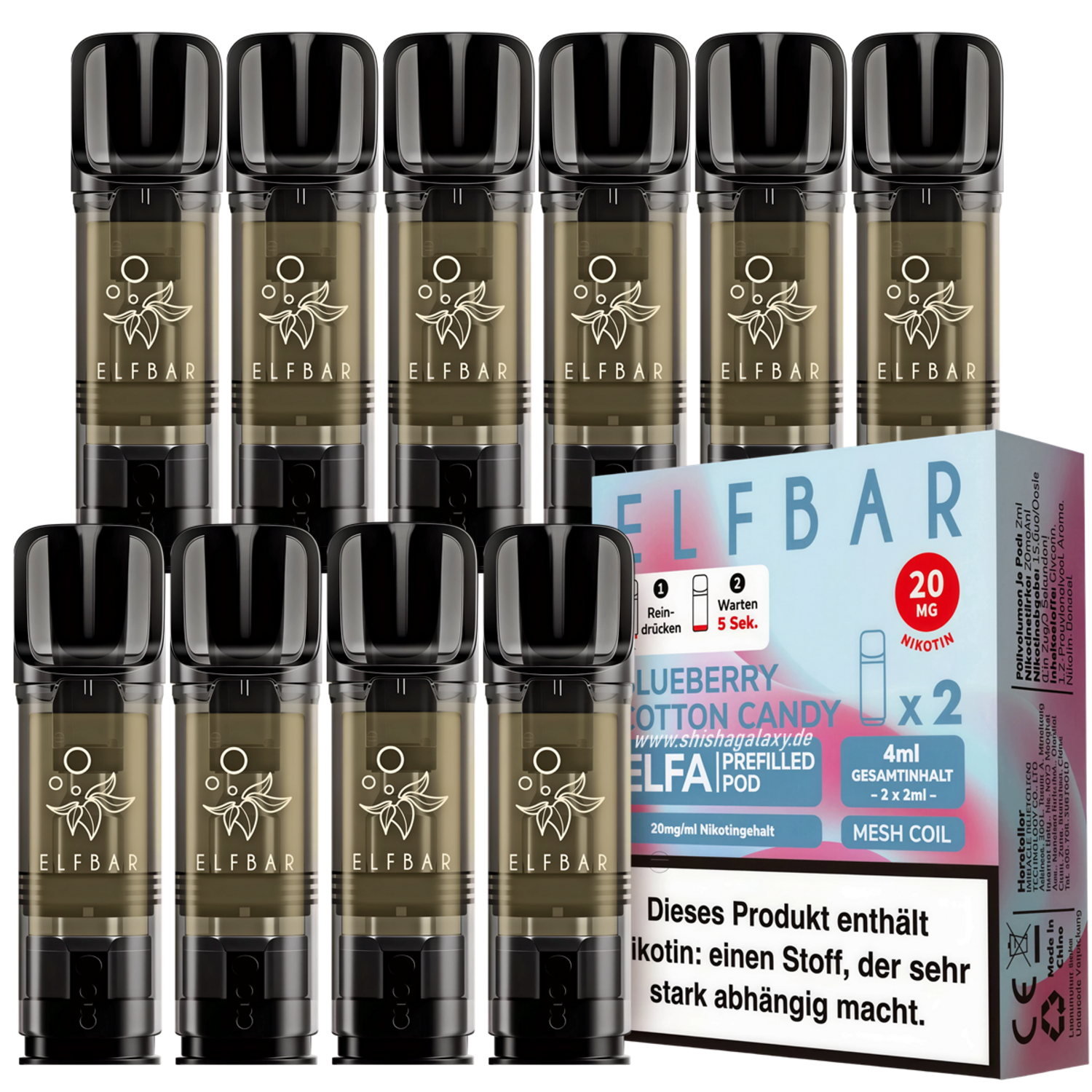 elfbar pods cotton candy Elfbar Elfa Blueberry Cotton Candy Pods 2 x 20mg main image 1