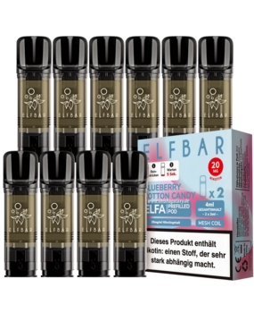 Elfbar ELFA - Blueberry Cotton Candy - Liquid Pod - Nikotin 20 mg - 10er Pack (5x2er Pack)
