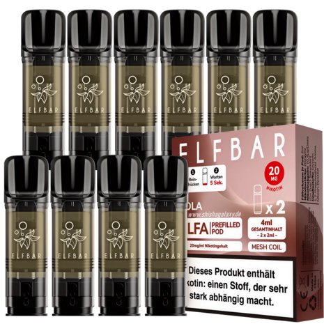 Elfbar Elfbar - ELFA - Cola - Liquid Pod - 2 ml - Nikotin 20 mg - 10er Pack (5x2er Pack) Elfbar Elfbar - ELFA - Cola - Liquid Pod - 2 ml - Nikotin 20 mg - 10er Pack (5x2er Pack)