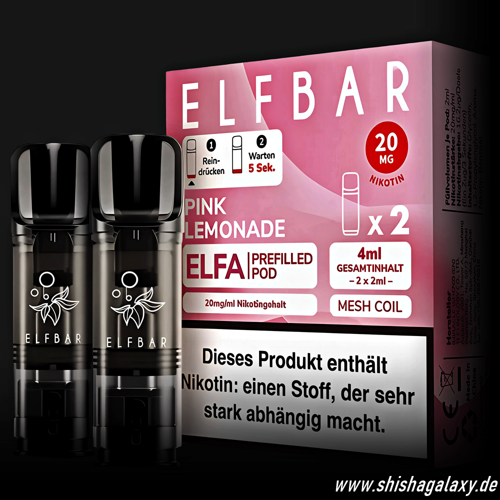 Elfbar Elfbar - ELFA - Pink Lemonade - Liquid Pod - 2 ml - Nikotin 20 mg - 10er Pack (5x2er Pack)