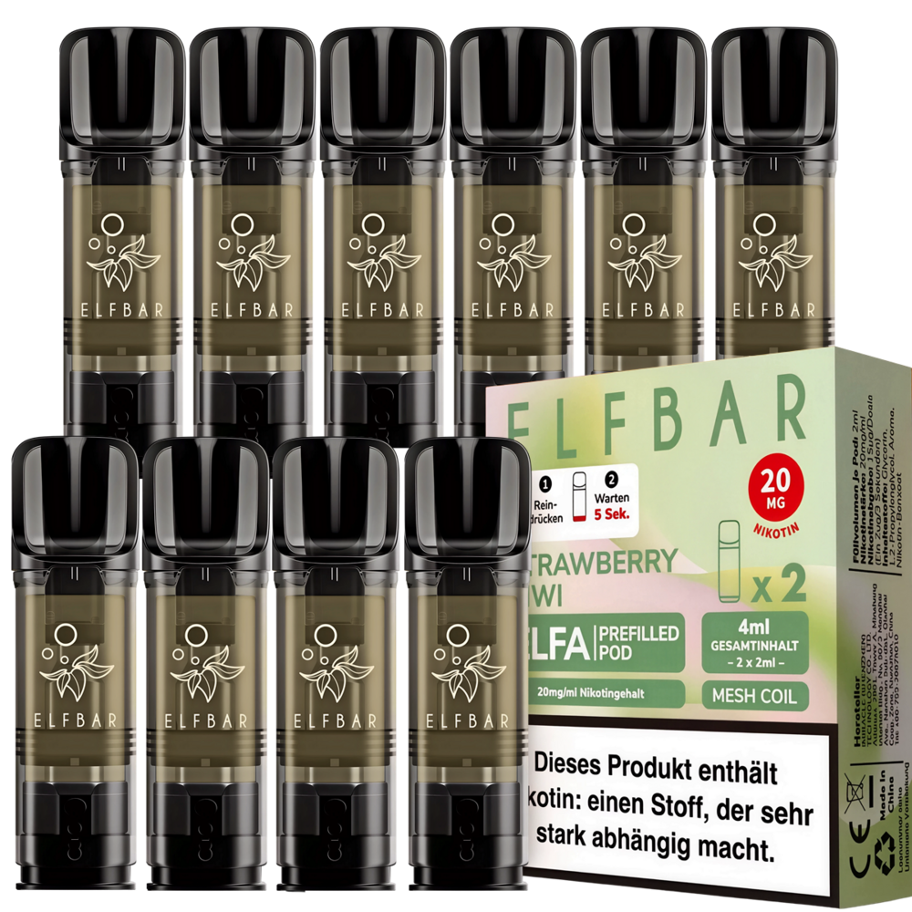 Elfbar Elfbar - ELFA - Strawberry Kiwi - Liquid Pod - 2 ml - Nikotin 20 mg - 10er Pack (5x2er Pack)