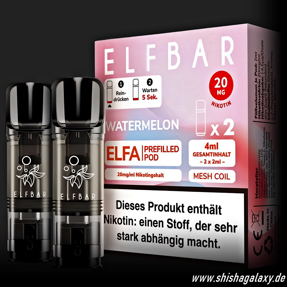 Elfbar Elfbar - ELFA - Watermelon - Liquid Pod - 2 ml - Nikotin 20 mg - 10er Pack (5x2er Pack)