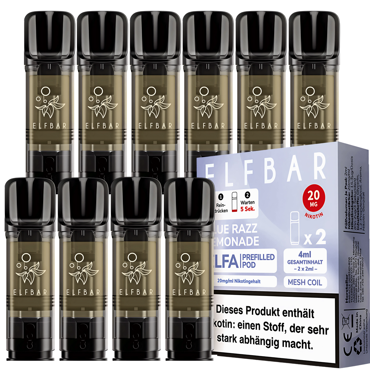 Elfbar Pods Blue Razz Lemonade Elfbar - ELFA - Blue Razz Lemonade - Liquid  Pod - 10er Pack