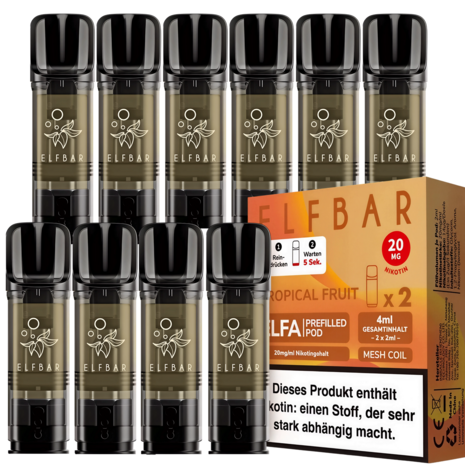 Elfbar Elfbar - ELFA - Tropical Fruit - Liquid Pod - 2 ml - Nikotin 20 mg - 10er Pack (5x2er Pack)