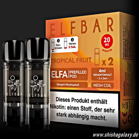 Elfbar Elfbar - ELFA - Tropical Fruit - Liquid Pod - 2 ml - Nikotin 20 mg - 10er Pack (5x2er Pack)