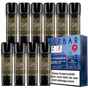 Elfbar ELFA - Blueberry BG - Liquid Pod - Nikotin 20 mg - 10er Pack (5x2er Pack) Elfbar ELFA - Blueberry BG - Liquid Pod - Nikotin 20 mg - 10er Pack (5x2er Pack)