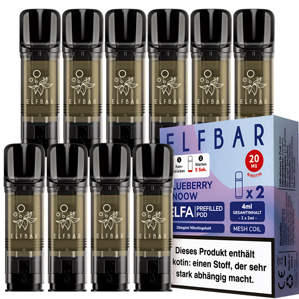 Elfbar Elfbar - ELFA - Blueberry Snoow - Liquid Pod - 2 ml - Nikotin 20 mg - 10er Pack (5x2er Pack)