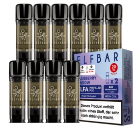 Elfbar ELFA - Blueberry Snoow - Liquid Pod - Nikotin 20 mg - 10er Pack (5x2er Pack) Elfbar ELFA - Blueberry Snoow - Liquid Pod - Nikotin 20 mg - 10er Pack (5x2er Pack)